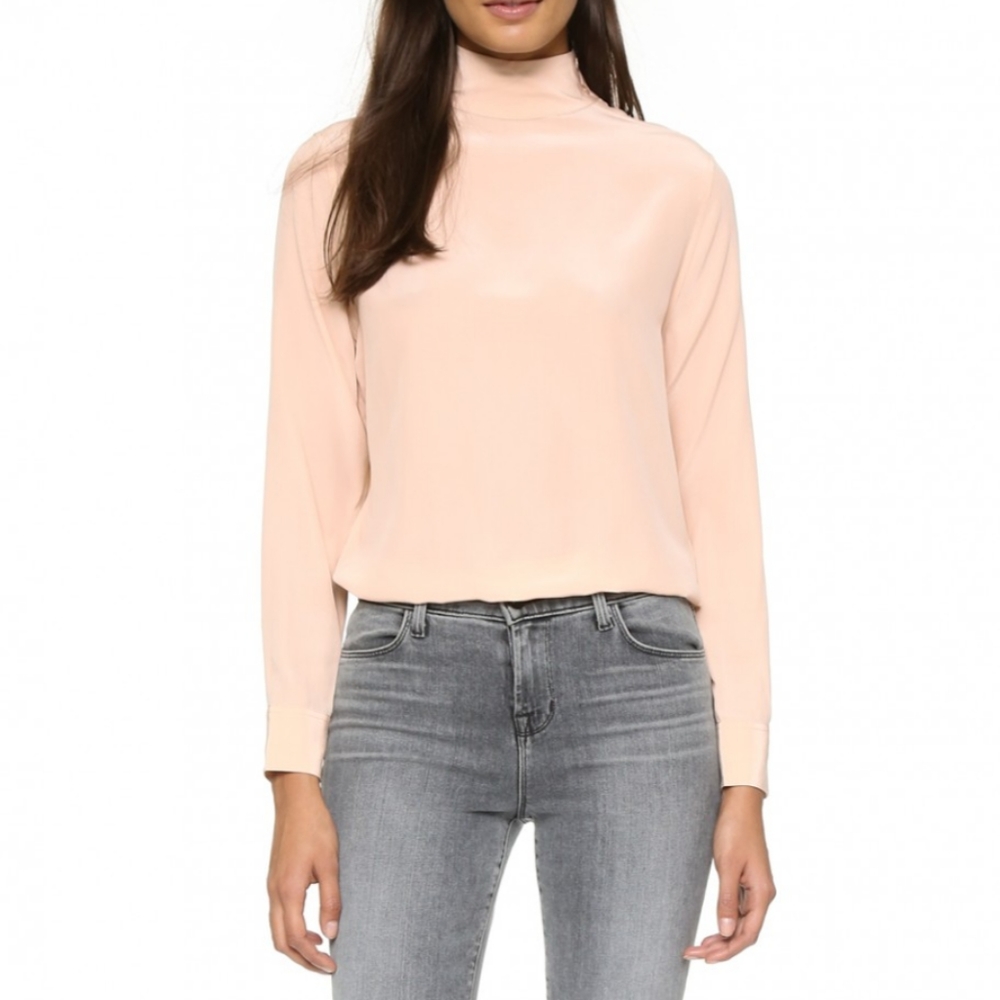 Equipment Curtis Mock Neck Silk Blouse